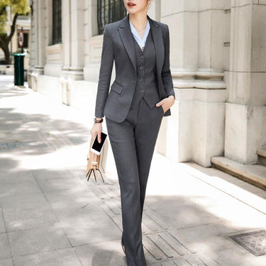 Women's Casual Fashion Formal Black Business Blazer Office Pants Suit Set - SolaceConnect.com