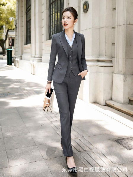 Women's Casual Fashion Formal Black Business Blazer Office Pants Suit ...