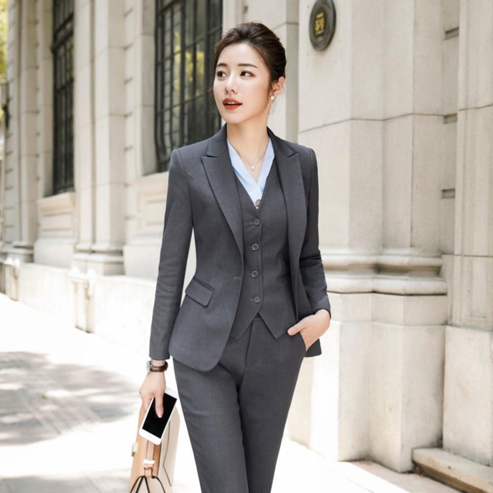 Women's Casual Fashion Formal Black Business Blazer Office Pants Suit Set  -  GeraldBlack.com