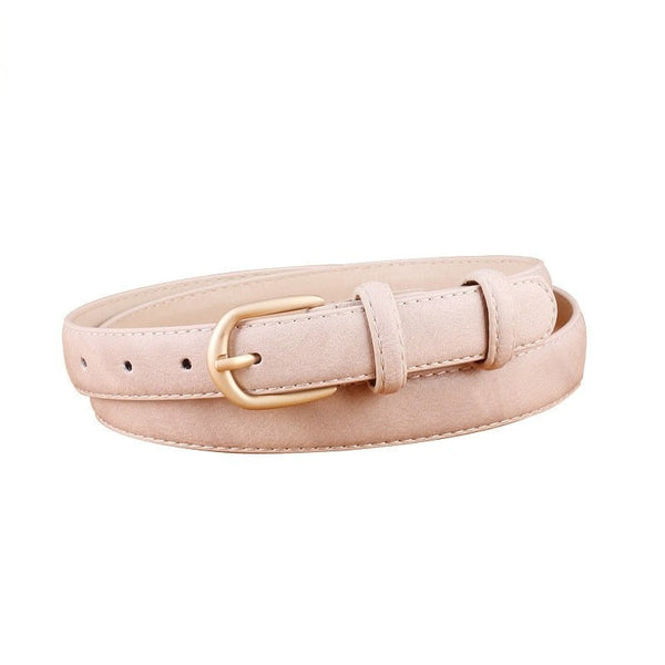 Women's Casual Fashion Synthetic Leather Thin Gold Pin Buckle Belts  -  GeraldBlack.com