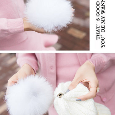 Women's Casual Fashion Warm Winter Fox Fur Pom Knitted Beanies  -  GeraldBlack.com