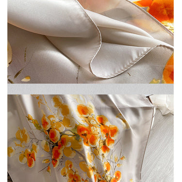 Women's Casual Long Bandana Big Floral Printed Wrap Soft Silk Shawl  -  GeraldBlack.com