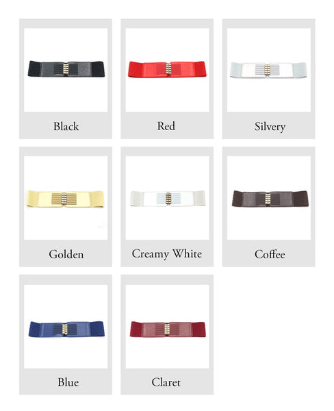 Women's Casual Luxury Designer Leather and Elastic Wide Waist Belts  -  GeraldBlack.com