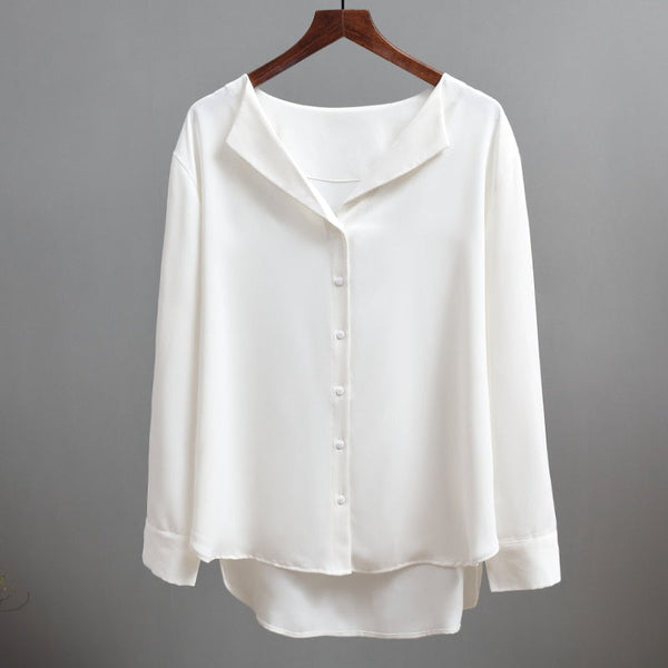Women's Casual OL Style Full Sleeve V-Neck Laced Chiffon Blouse  -  GeraldBlack.com