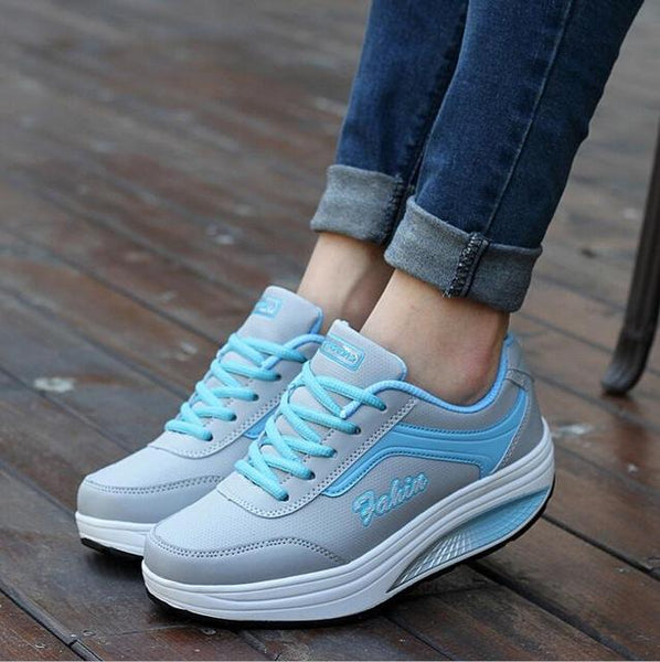 Women's Casual Slim Platform Lace-Up Round Toe Shoes for Fitness Lady - SolaceConnect.com