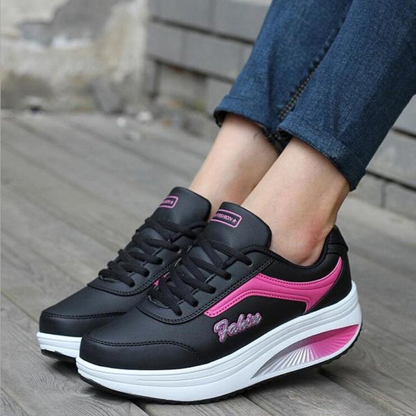 Women's Casual Slim Platform Lace-Up Round Toe Shoes for Fitness Lady - SolaceConnect.com