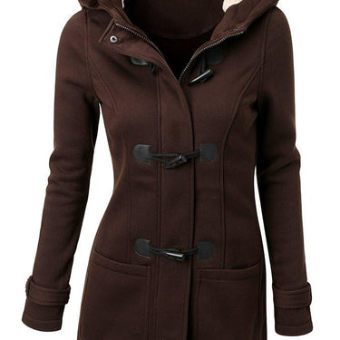 Women's Casual Spring Autumn Hooded Overcoat with Zipper Horn Button  -  GeraldBlack.com