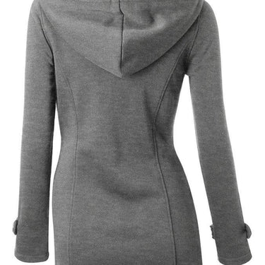 Women's Casual Spring Autumn Hooded Overcoat with Zipper Horn Button - SolaceConnect.com