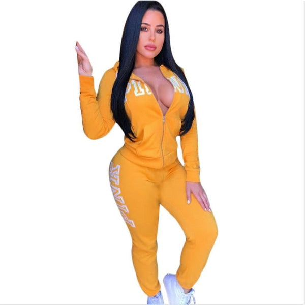 Women's Casual Spring Letter Pink Print Tracksuit Plus Size Outfits  -  GeraldBlack.com