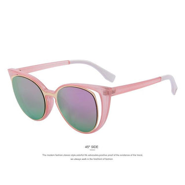 Women's Cat Eye Fashion Pierced Retro Sunglasses with Mirror Lens - SolaceConnect.com