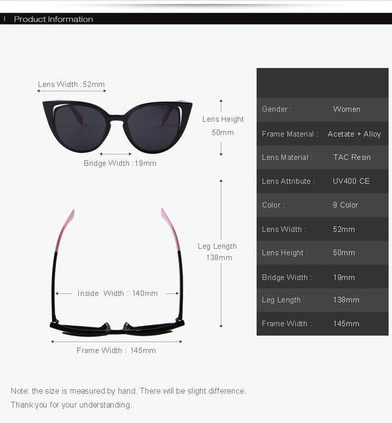 Women's Cat Eye Fashion Pierced Retro Sunglasses with Mirror Lens  -  GeraldBlack.com