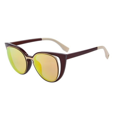 Women's Cat Eye Fashion Pierced Retro Sunglasses with Mirror Lens  -  GeraldBlack.com