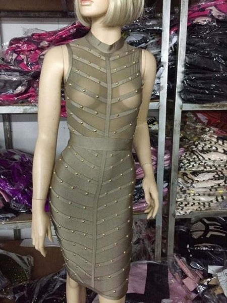 Women's Celebrity Style Mesh Patchwork Stretch Bodycon Bandage Dress - SolaceConnect.com