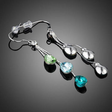 Women's Charm Earrings with 3Pcs Water Drop Stellux Austrian Crystal Dangle  -  GeraldBlack.com