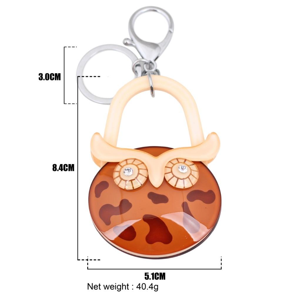 Women's Charm Owl Shape Handbag Model Acrylic Key Chain Key Ring Jewelry - SolaceConnect.com