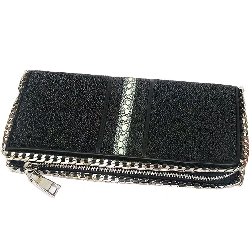 Women's Chic Authentic Stingray Skin Large Capacity Exotic Clutch Wallet  -  GeraldBlack.com