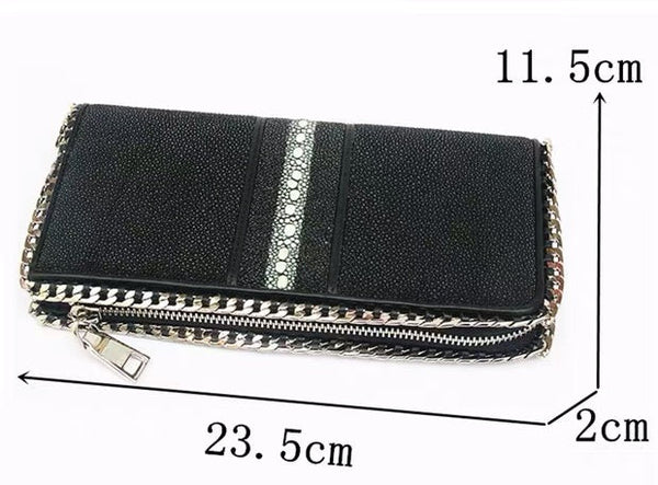 Women's Chic Authentic Stingray Skin Large Capacity Exotic Clutch Wallet  -  GeraldBlack.com