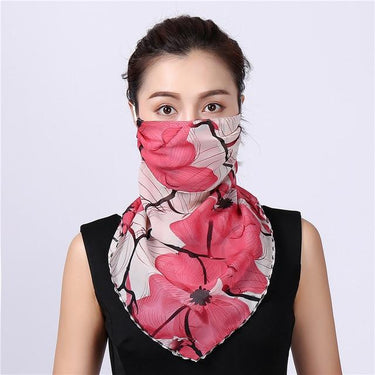 Women's Chiffon Floral Outdoor Bandana Neck Scarf Face Wraps Sunscreen - SolaceConnect.com