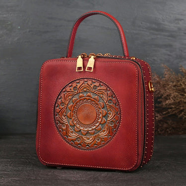 Women's Chinese Style Floral Pattern Genuine Leather Cowhide Handbags  -  GeraldBlack.com