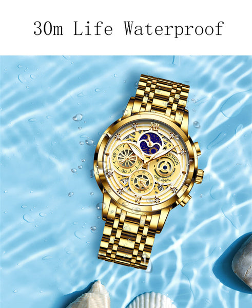 Women's Chronograph Creative Moon Phase Waterproof Wristwatch  -  GeraldBlack.com