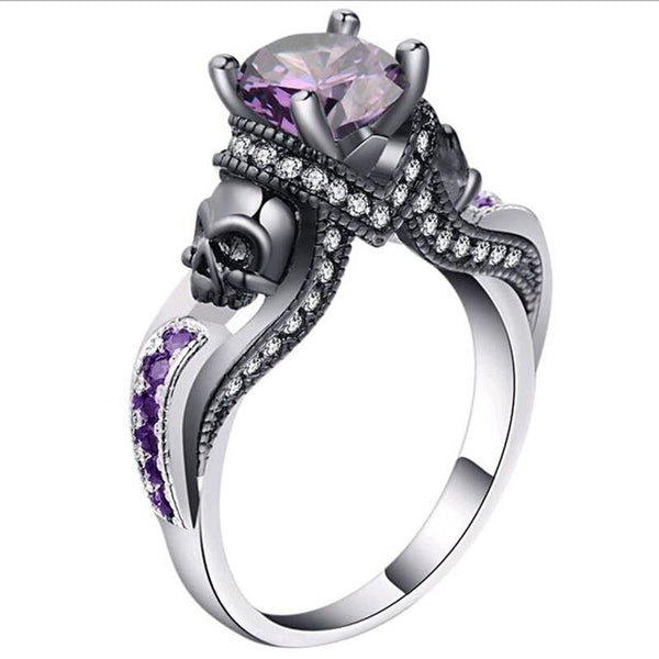Women's Classic Austrian Gothic Skull Style Crystal CZ Silver Color Rings - SolaceConnect.com