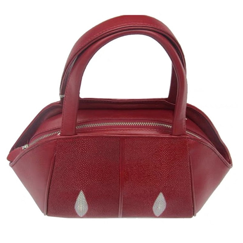 Women's Classic Designer Authentic Stingray Skin Genuine Leather Handbag  -  GeraldBlack.com