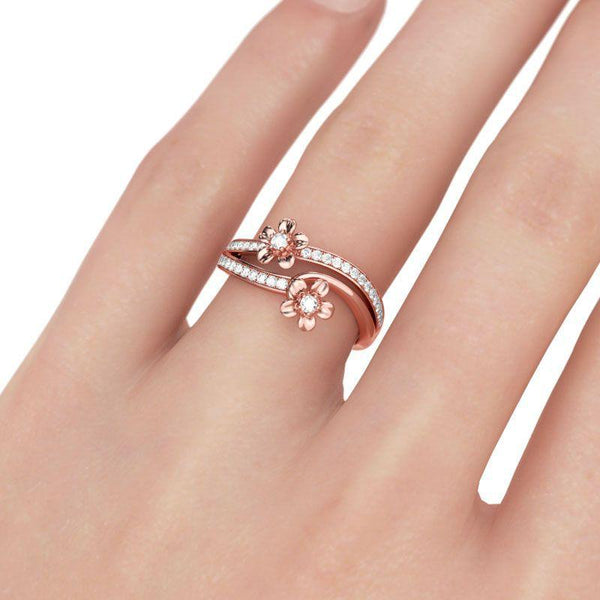 Women's Classic Jewelry Austrian CZ Rose Gold Delicate Cute Flower Ring  -  GeraldBlack.com