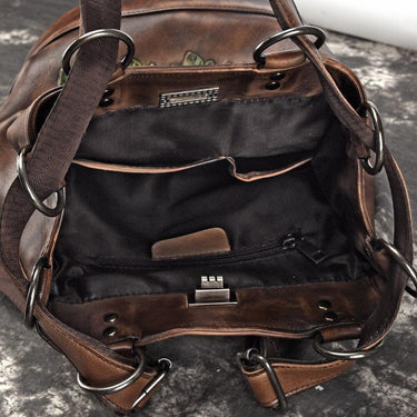Vegetable Tanned Genuine Leather Women's Backpack Female Girl Lady Shoulder Bags Red Coffee Black - SolaceConnect.com