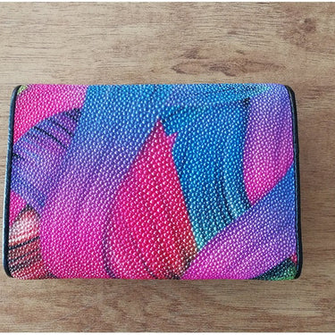 Women's Colorful Printed Designer Genuine Stingray Leather Short Wallet  -  GeraldBlack.com