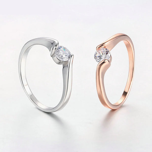 Women's Concise Rose Gold Color Austrian Crystal Cubic Zirconia Ring  -  GeraldBlack.com