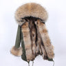Women's Contrast Natural Raccoon Fur Collar Hood and Sleeves Winter Jacket  -  GeraldBlack.com