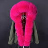 Women's Contrasting Natural Raccoon Fur Collared Thick Winter Jacket  -  GeraldBlack.com