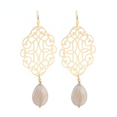 Women's Copper Shell Natural Stone Statement Drop Earrings for Wedding  -  GeraldBlack.com