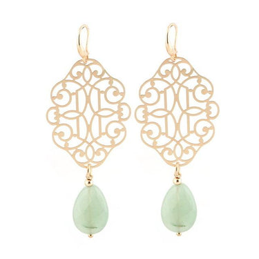 Women's Copper Shell Natural Stone Statement Drop Earrings for Wedding - SolaceConnect.com