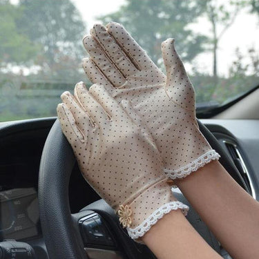 Women's Cotton Lace Patchwork Anti-skid Sun Protection Summer Driving Glove - SolaceConnect.com