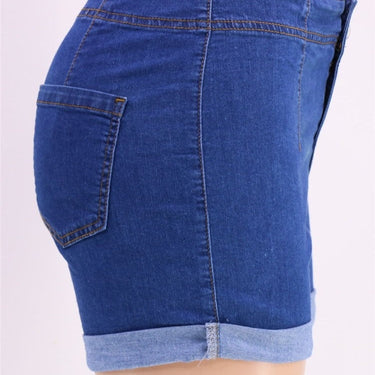 Women's Cotton Stretch Button Up Cuffed High Waist Denim Shorts  -  GeraldBlack.com