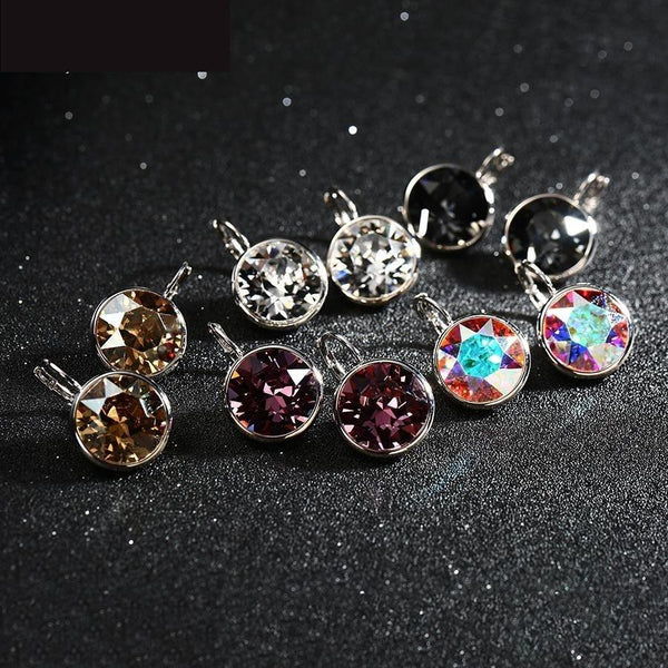 Women's Crystals Colorful Swarovski Earrings with Color Plated Charm - SolaceConnect.com