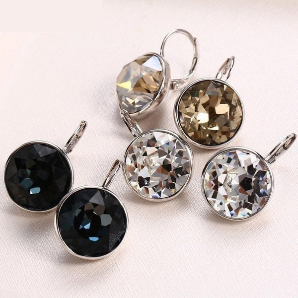 Women's Crystals Colorful Swarovski Earrings with Color Plated Charm  -  GeraldBlack.com