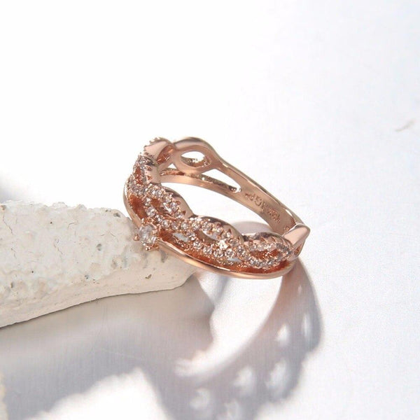 Women's Cubic Zirconia Rose Gold Silver Cross Ring for Party Wedding - SolaceConnect.com