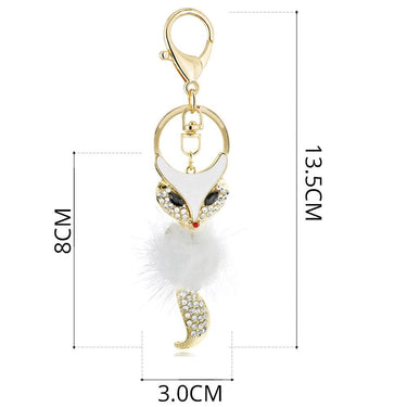Women's Cute Anime Fox Crystal Pendant Fur Key Chains for Bag - SolaceConnect.com