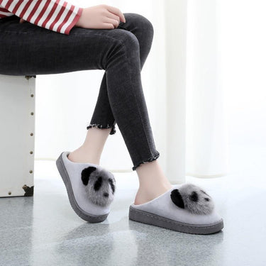 Cute Cartoon Animation Panda Women Slippers Ladies Non-Slip Slip On Warm Plush Slippers Indoor - SolaceConnect.com