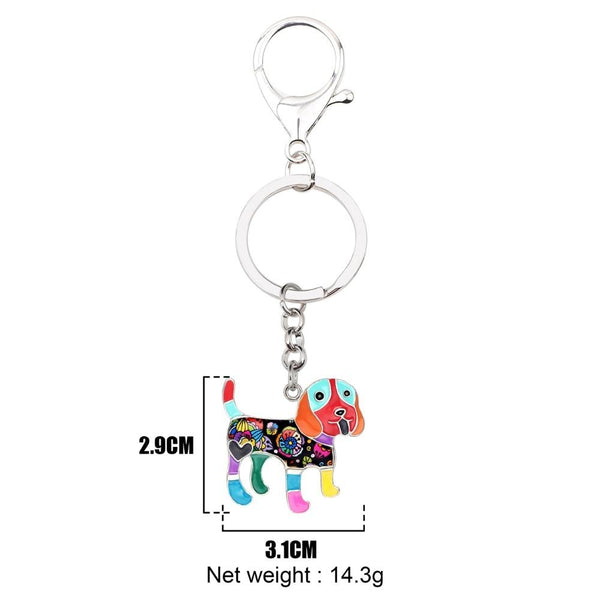 Women's Cute Cartoon Beagle Dog Metal Enamel Key Chain Ring Jewelry - SolaceConnect.com