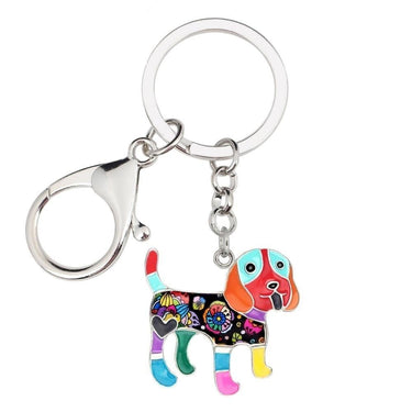 Women's Cute Cartoon Beagle Dog Metal Enamel Key Chain Ring Jewelry  -  GeraldBlack.com