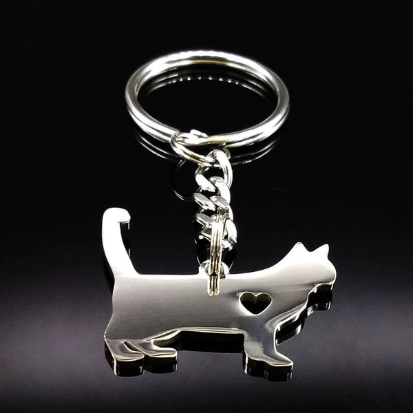 Women's Cute Fashion Silver Color Stainless Steel Pokemon Cat Keychain - SolaceConnect.com