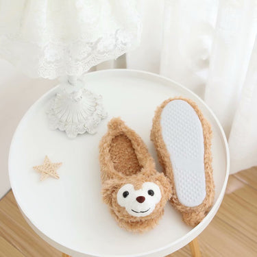 Cute Cartoon Winter Plush Cotton Slippers Women Indoor Home Warm Girl Heart Confinement Flat - SolaceConnect.com