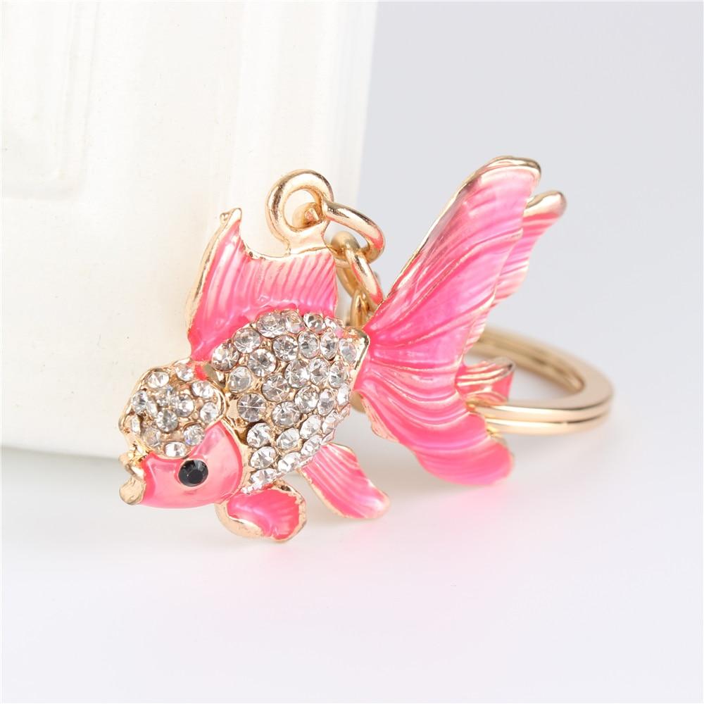 Women's Cute Pink Goldfish Crystal Charm Party Purse & Key Chain - SolaceConnect.com