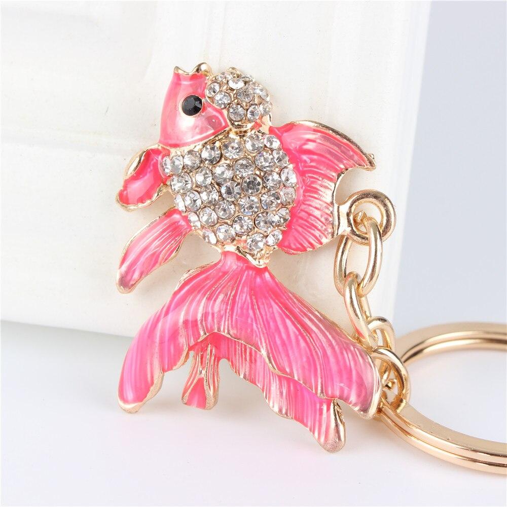 Women's Cute Pink Goldfish Crystal Charm Party Purse & Key Chain  -  GeraldBlack.com