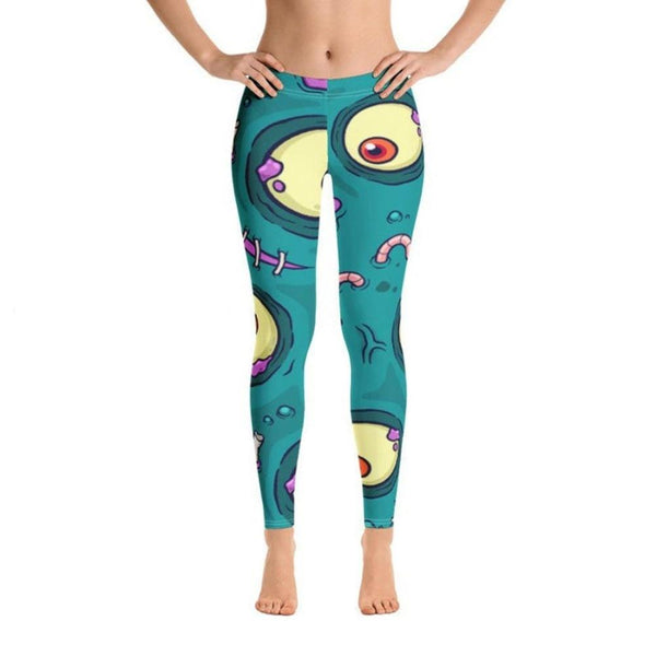 Women's Cyan Printed Comic Monster Games Push Up Leggings for Workout - SolaceConnect.com