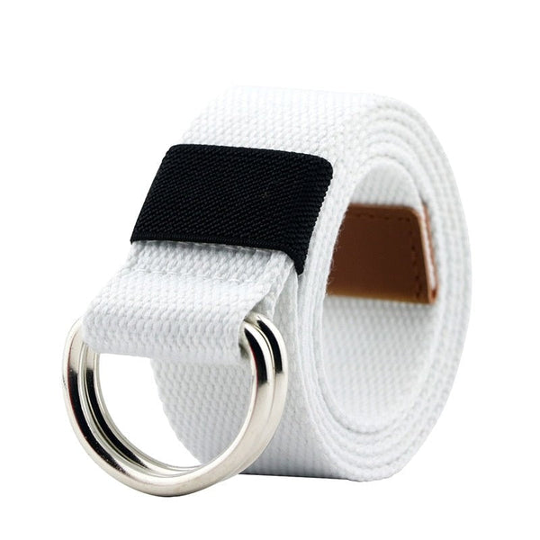 Women's Designer Canvas Metal Double D Ring Buckle Tactical Belt  -  GeraldBlack.com