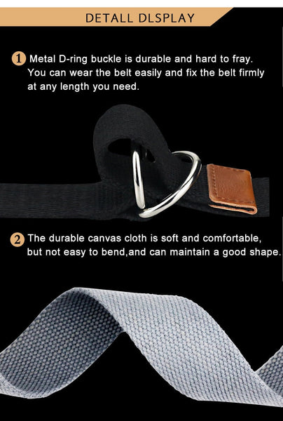 Women's Designer Canvas Metal Double D Ring Buckle Tactical Belt  -  GeraldBlack.com